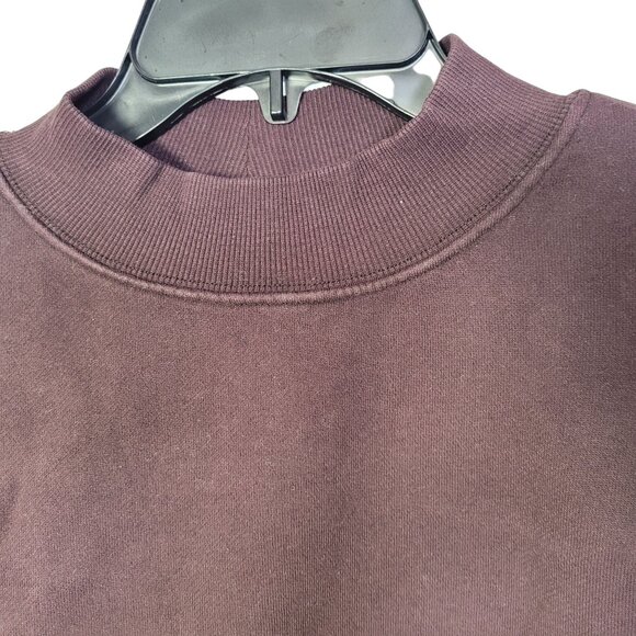 Goodthreads Women's Heritage Fleece Ruffle Shoulder Sweatshirt Dark Brown Medium - Picture 4 of 11